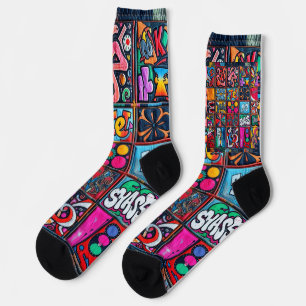Retro Hippie Graffiti-Träume Stepp-Decken-Crew Soc Socken