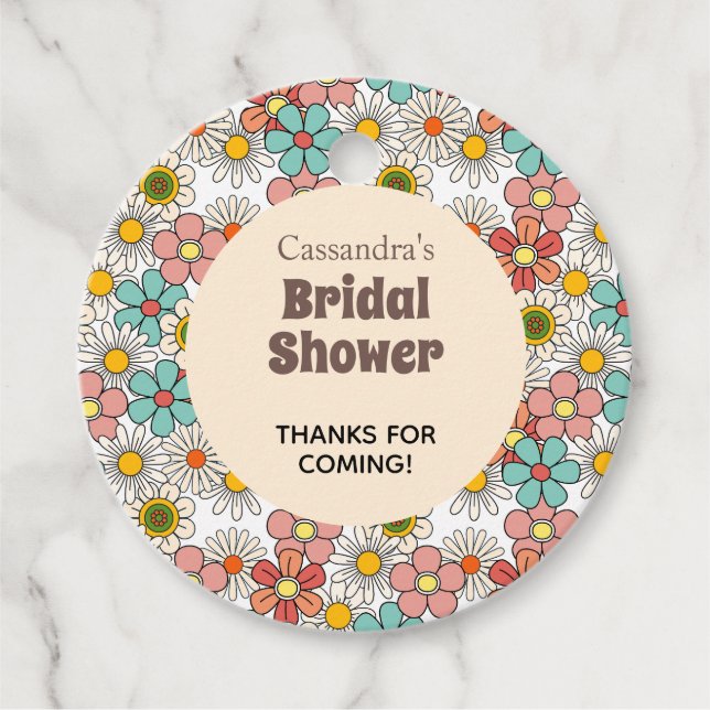 Retro Hippie Groovy Blume Brautparty Vielen Dank Geschenkanhänger (Vorderseite)