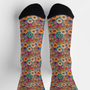 Retro Hippie: Helle Blume Socken