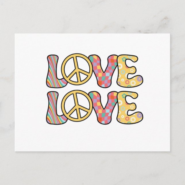 Retro Hippie Liebe Postkarte (Vorderseite)