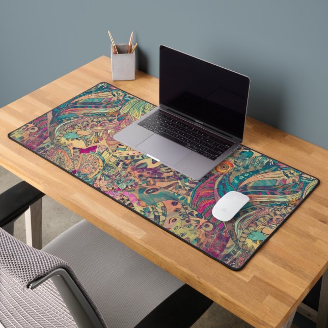 Retro Hippie: Mosaik Fantasy Desk Mat Schreibtischunterlage (Büro 2)