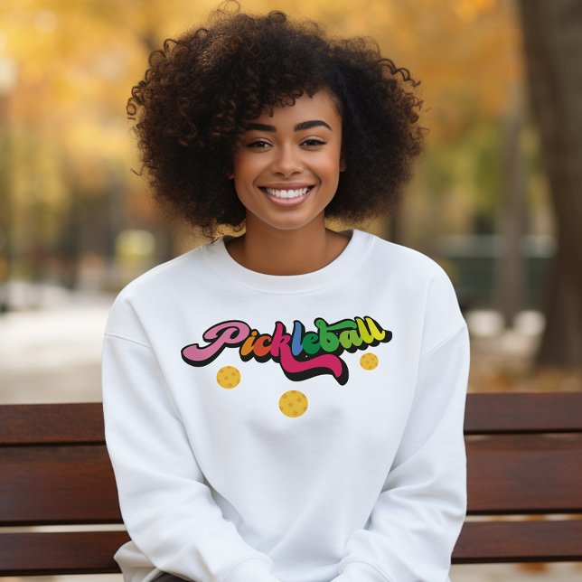 Retro Hippie Pickleball Liebhaber Sweatshirt (Von Creator hochgeladen)