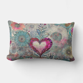Retro Hippie: Pink Heart Lumbar Pillow Lendenkissen