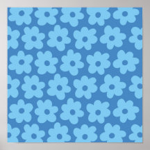 Retro Hippie Preppy Blue Blume Y2K Muster