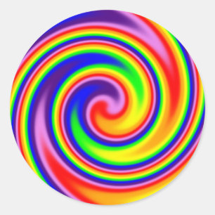Retro Hippie Rainbow Colors Soft Focus Spiral Runder Aufkleber