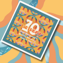 Retro Hippie Rainbow Peace Sign 70. Geburtstag Serviette