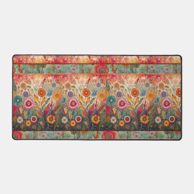 Retro Hippie: Red Garden Desk Mat Schreibtischunterlage (Vorderseite)