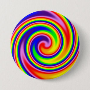 Retro-Hippie-Regenbogenfarben Soft-Fokus-Spirale Button