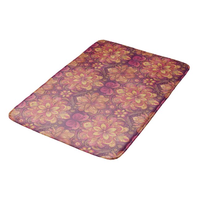 Retro Hippie: Rosa Straße Trip Bath Mat Badematte (Schrägansicht)