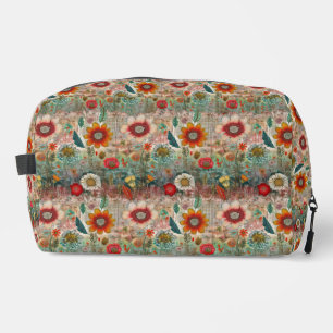 Retro Hippie: Roter Blumengarten Toilettenbeutel Waschbeutel