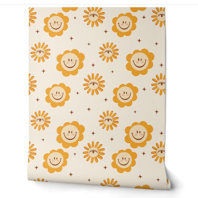 Retro Hippie Smile Faces Tapete (Abrollen)