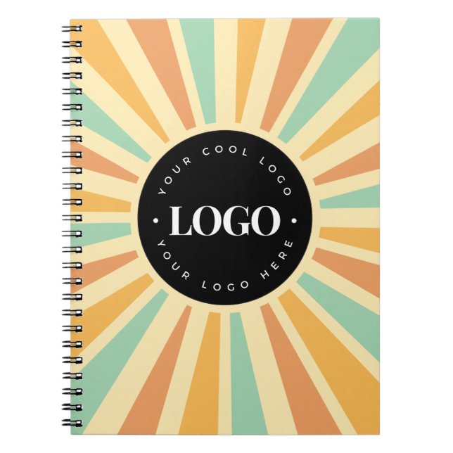 Retro Hippie Sunshine Sun Business Logo Groovy Notizblock (Vorderseite)