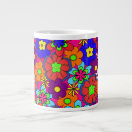 Retro Hippy Groovy Girly Floral Jumbo-Tasse