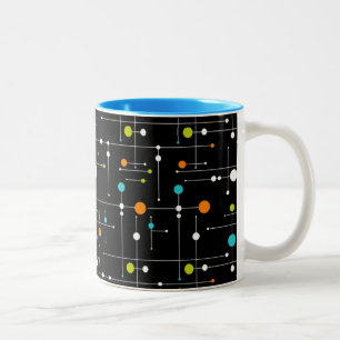 Retro Hipster Black Space Age Atomic Zweifarbige Tasse
