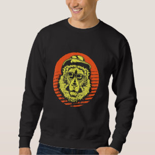 Retro Hipster Lion Glasses Mustache Bearded Vintag Sweatshirt