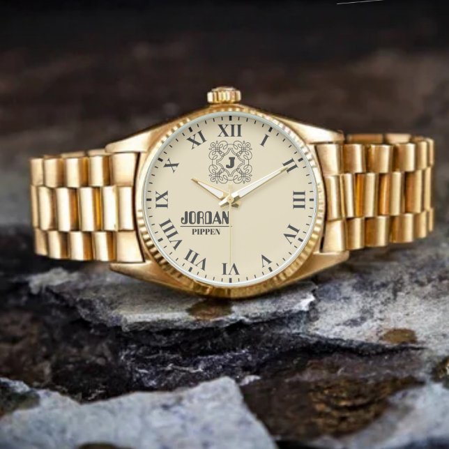 Retro Hipster Modern Monogram Unique Personalized  Armbanduhr (Von Creator hochgeladen)