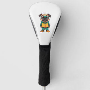 Retro-Hipster-Mopshund-Cartoon-Streetwear-Grafik Golf Headcover