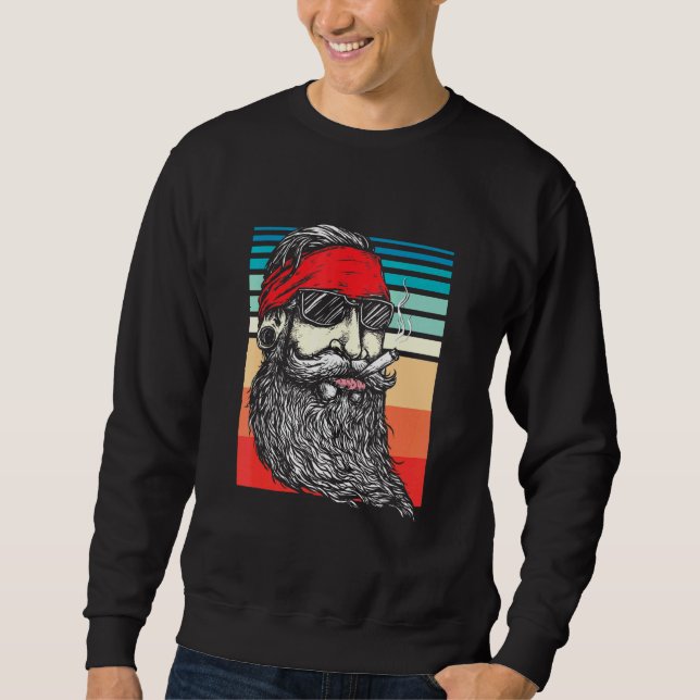 Retro Hipster Vintag Bartentabine Pipe Smoker U Sweatshirt (Vorderseite)