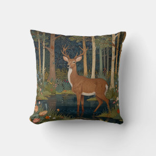 Retro-Hirschkunst Boho-Wald Waldgrün Kissen