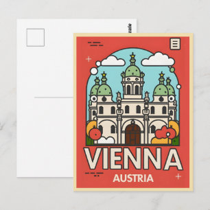 Retro Historische Wien Stadt Österreich Skyline-Ge Postkarte