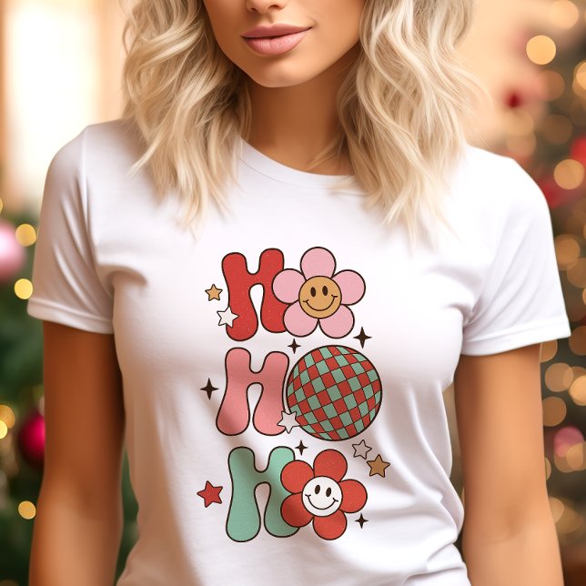 Retro Ho Ho Ho Blume Weihnachten Tri-Blend Shirt (Von Creator hochgeladen)