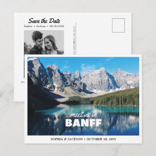 Retro Hochzeit Banff - Save-the-Date Postkarte
