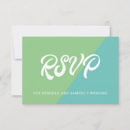 Retro-Hochzeit in Grün und Blau RSVP Karte