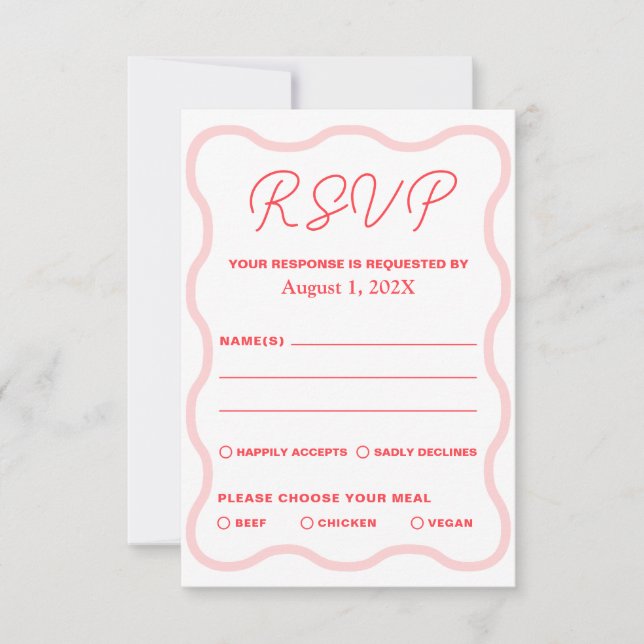 Retro-Hochzeit in Rosa und Korallen RSVP Karte (Vorderseite)