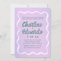 Retro-Hochzeit mit Lila und grüner Wavy-Handschrif