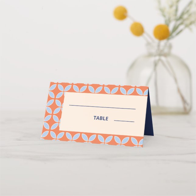 Retro-Hochzeit Mitte des Jahrhunderts Platzkarte (Vorderseite)