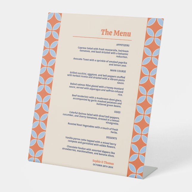 Retro-Hochzeit Mitte des Jahrhunderts Sockelschild (Vorderseite)