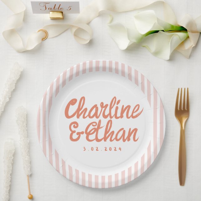 Retro Hochzeitspapier-Teller von Pastel Handwritin Pappteller (Hochzeit)