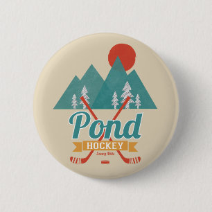 Retro-Hockey-Sticks Pinback-Flare Button