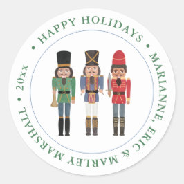 Retro Holiday Black Nutcracker Red Green Blue Runder Aufkleber