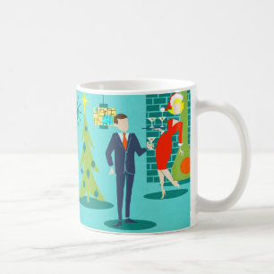 Retro Holiday Cartoon Couple Coffee Tasse