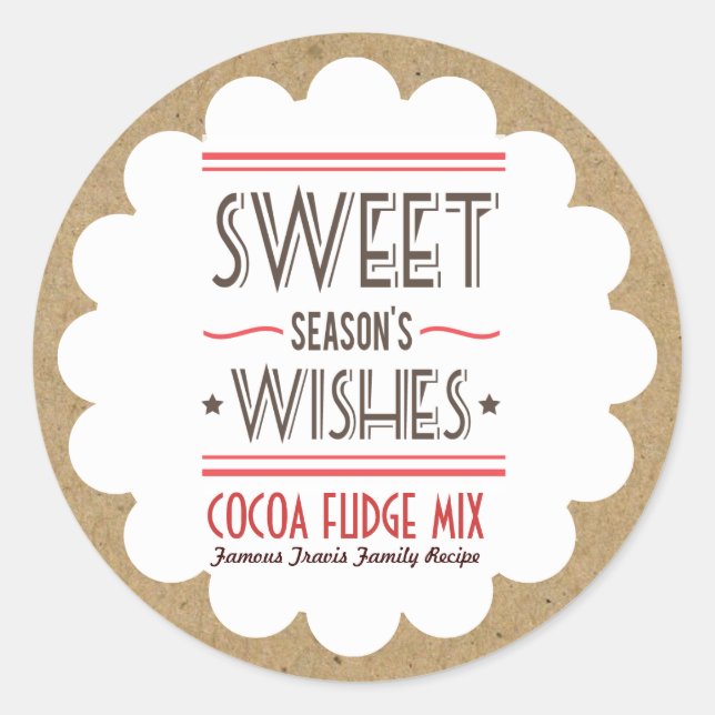Retro Holiday Cookie Süßigkeiten Papier Geschenket Runder Aufkleber (Vorderseite)