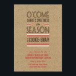 Retro Holiday Cookie Swap Austausch Einladung<br><div class="desc">Diese listige Cookie-Exchange-Einladung lautet "O'Come Share in all the Sweetness of the Season". In einem handwerklichen Papier braun,  weiß und rot mit einer Vielzahl von koordinierenden Etiketten und stationär. Sehen Sie sich das passende Cookie Swap Postage & Labels an.</div>