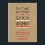 Retro Holiday Cookie Swap Austausch Einladung<br><div class="desc">Diese listige Cookie-Exchange-Einladung lautet "O'Come Share in all the Sweetness of the Season". In einem handwerklichen Papier braun,  weiß und rot mit einer Vielzahl von koordinierenden Etiketten und stationär. Sehen Sie sich das passende Cookie Swap Postage & Labels an.</div>