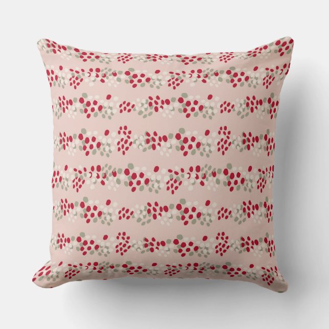 Retro Holiday Deco Rosa und Rot Kissen (Vorderseite)