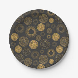 Retro Holiday Gold Burst Sparkler Cake serviert Pappteller