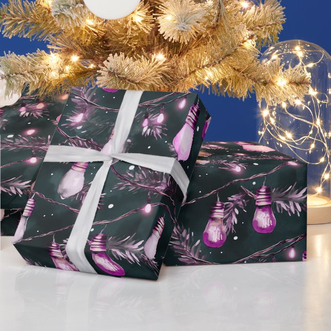 Retro Holiday Lights Spaß Niedlich Moderne Weihnac Geschenkpapier (Feiertage)