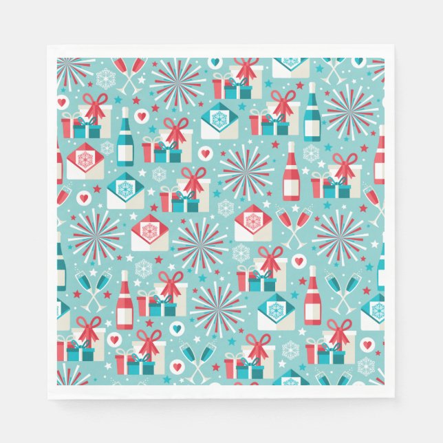 Retro Holiday Luncheon Paper Napkins Serviette (Vorderseite)