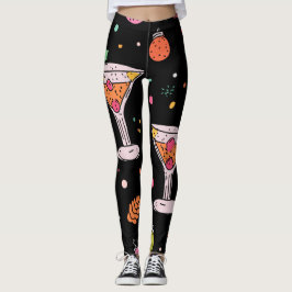 Retro Holiday Martinis mit Holly Berries Leggings