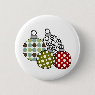 Retro Holiday Ornaments Button