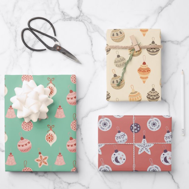 Retro Holiday Ornaments  Geschenkpapier Set (Vorderseite)