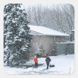 Retro Holiday Scene Quadratischer Aufkleber