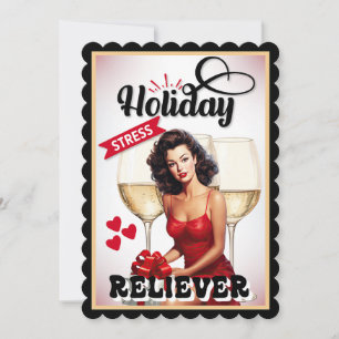 Retro Holiday Stress Reliever Pinup Dankeskarte