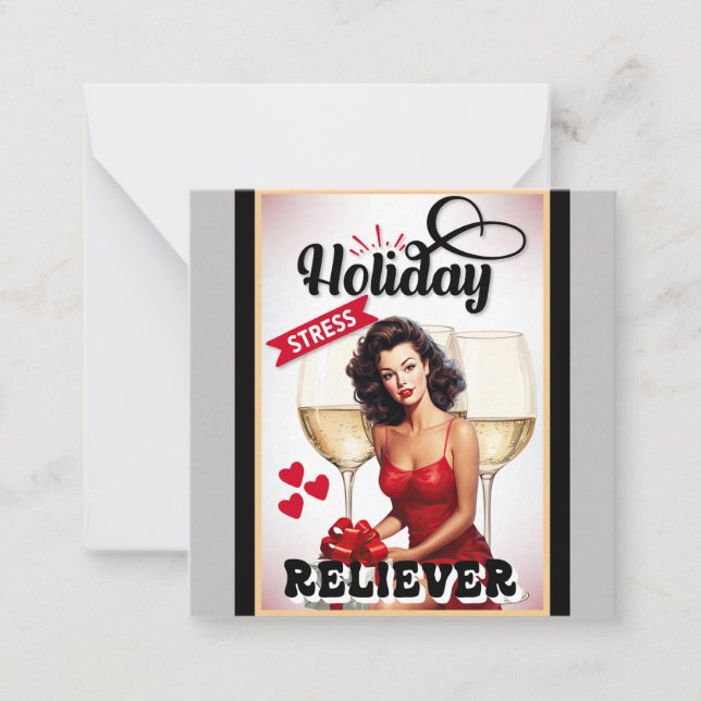 Retro Holiday Stress Reliever Pinup Mitteilungskarte (Vorderseite)