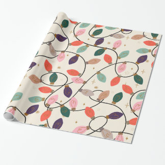 Retro Holiday String Lights Muster Geschenkpapier