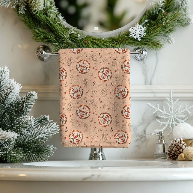Retro Holiday Towels Funky Pastel Bathroom Style Badhandtuch Set (Retro Holiday Towels Funky Pastel Bathroom Style)